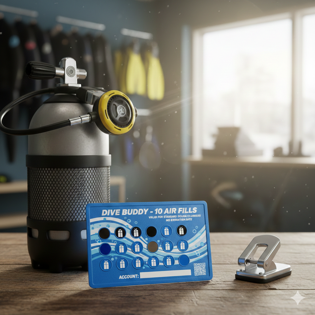 Dive buddy air filling system with tank and control panel on a wooden surface.